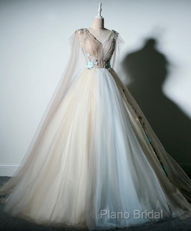 Gorgeous Champagne Tulle V-Neckline Sweet 16 Dresses, Quinceanera Dresses Secondary image