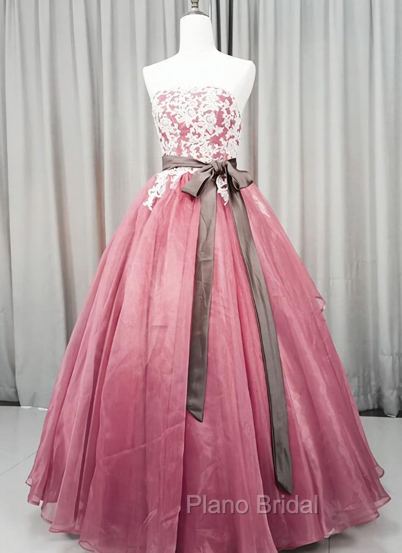 Gorgeous Dark Pink Organza with Lace Formal Gown, Quinceanera Dresses Main image
