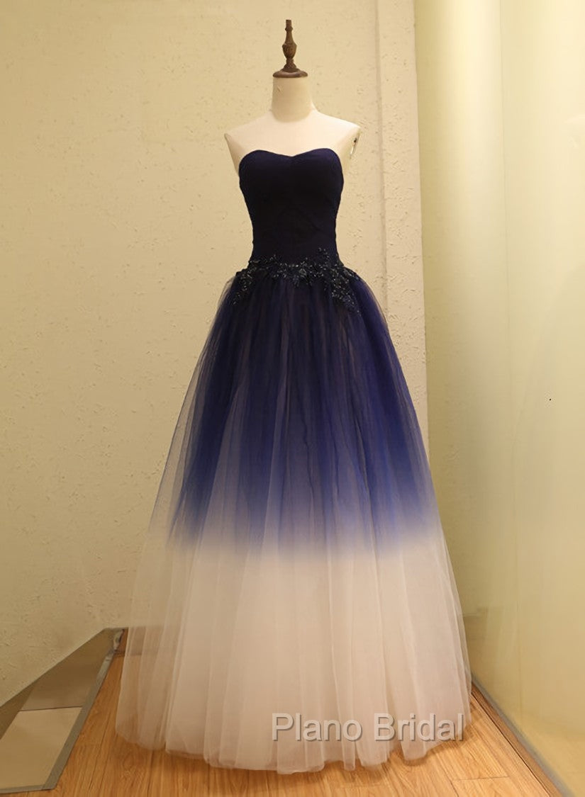Gorgeous Gradient Tulle Ball Gown Evening Dresses, Tulle Party Dresses with Applique Main image
