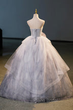 Gorgeous Gray Tulle Long Formal Dresses, Gray Strapless Evening Dresses