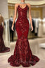 Gorgeous Halter V-Neck Sleeveless Mermaid Formal Prom Dresses Sequins Long