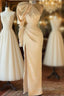 Gorgeous High Neck Long Sleeve Crystal Formal Prom Dresses Mermaid With Split