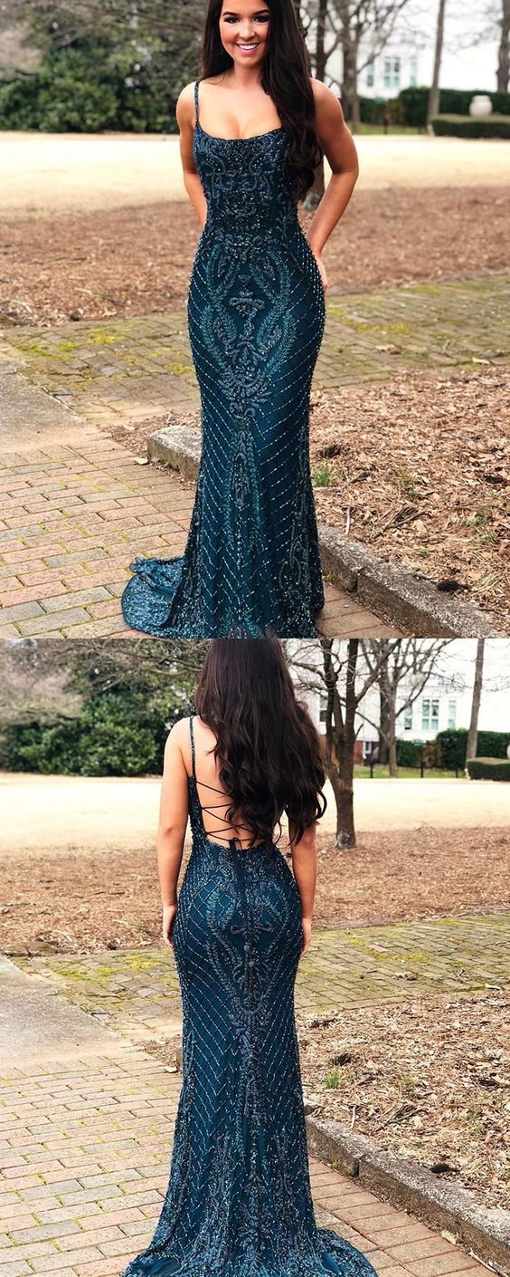 Gorgeous Square Neck Beading Mermaid Formal Evening Formal Prom Dresses