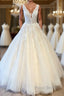 Gorgeous Long A-Line Tulle Wedding Dress With Appliques Lace