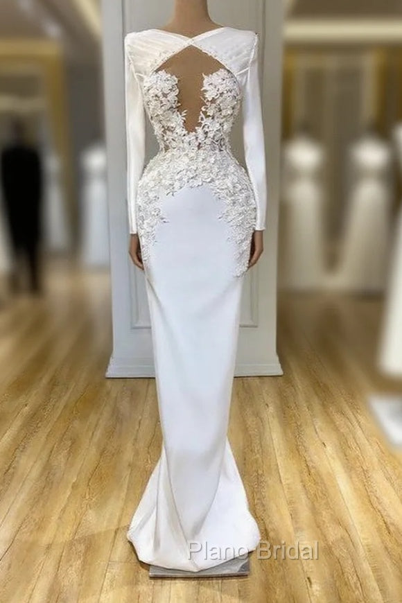 Gorgeous Long Sleeves Lace Appliques Formal Prom Dresses Long Mermaid Evening Gowns Main image
