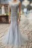 Gorgeous Mermaid Backless Silver Grey Sequins Formal Prom Dress, Mermaid Silver Grey Formal Dress, Shiny Silver Grey Evening Dress