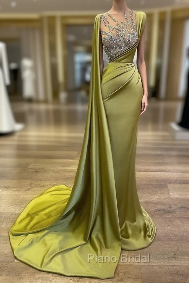 Gorgeous Mermaid Beadings Formal Prom Dresses Long With Ruffles Main image