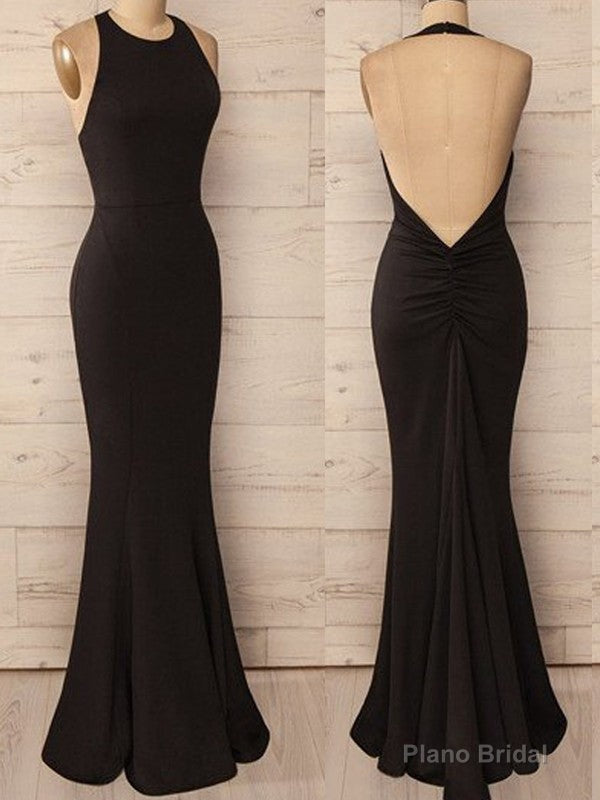 Gorgeous Mermaid Halter Sleeveless Floor-Length Spandex Prom Dresses Main image