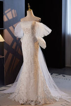 Gorgeous Mermaid Lace Wedding Dresses Party Dresses Off Shoulder With Big Bow