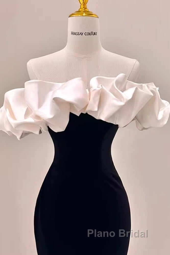 Gorgeous Mermaid Off The Shoulder Black Formal Prom Dresses Secondary image