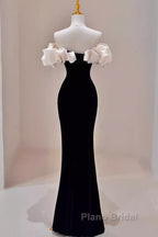 Gorgeous Mermaid Off The Shoulder Black Formal Prom Dresses