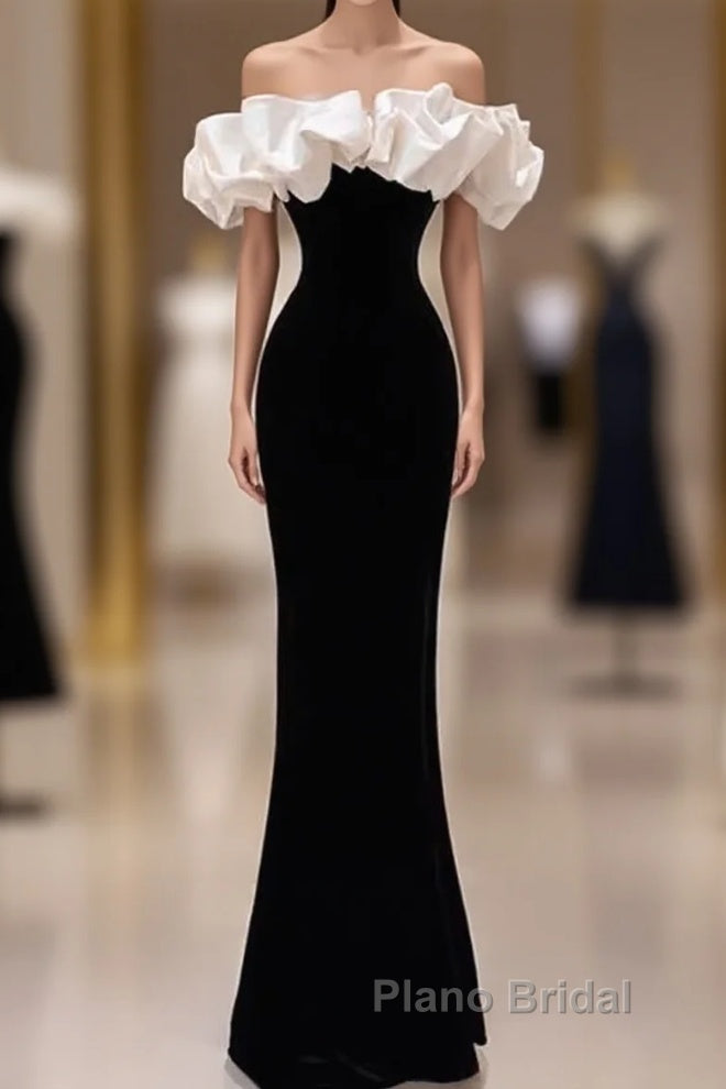 Gorgeous Mermaid Off The Shoulder Black Formal Prom Dresses Main image