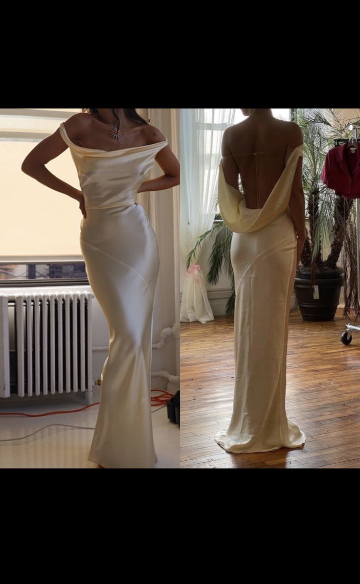 Gorgeous Mermaid Off The Shoulder Floor-Length Satin Formal Evening Dresses Formal Prom Dresses Main image