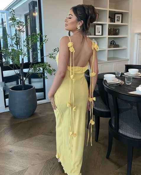 Gorgeous Mermaid Spaghetti Straps Floor Length Floral Yellow Formal Evening Dresses Formal Prom Dresses