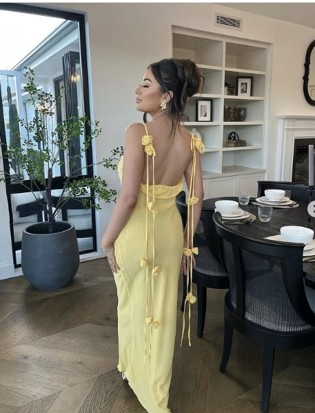 Gorgeous Mermaid Spaghetti Straps Floor Length Floral Yellow Formal Evening Dresses Formal Prom Dresses