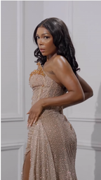 Gorgeous Mermaid Spaghetti Straps Floor Length Sequin Slit Evening Dress Prom Dresses