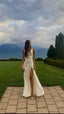 Gorgeous Mermaid Spaghetti Straps Floor-Length White Slit Formal Evening Dresses Formal Prom Dresses