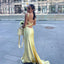 Gorgeous Mermaid Spaghetti Straps Floor Length Yellow Formal Evening Dresses Backless Formal Prom Dresses