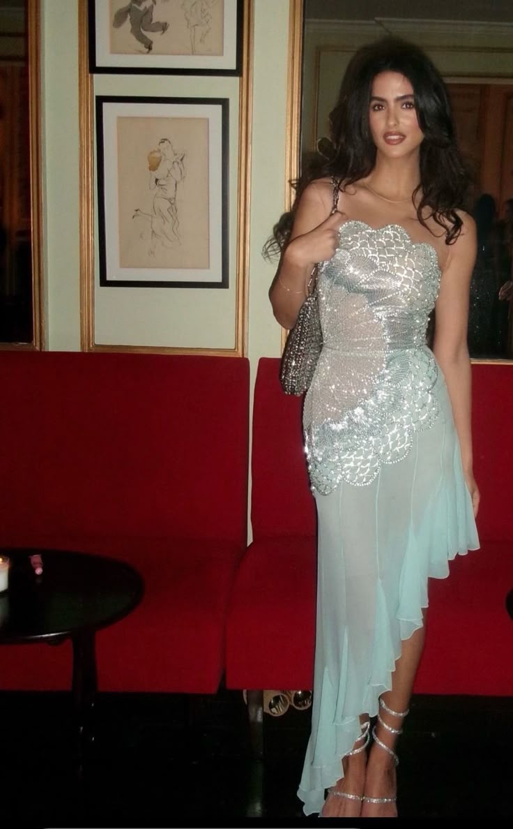 Gorgeous Mermaid Strapless Chiffon Blue Formal Prom Dresses Formal Evening Dresses
