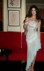 Gorgeous Mermaid Strapless Chiffon Blue Formal Prom Dresses Formal Evening Dresses