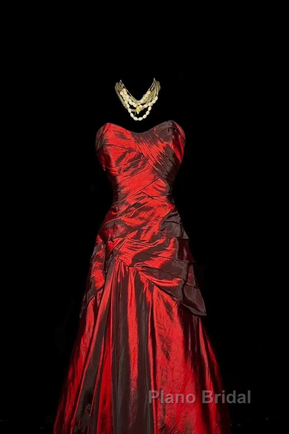 Gorgeous Mermaid Sweetheart Red Taffeta Long Evening Dresses Formal Prom Dresses