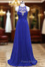 Gorgeous O-Neck Evening Dresses Sexy A Line Formal Prom Dresses See Through Back