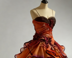 Gorgeous Ombre Spaghetti Straps A-Line Layered Tulle Long Formal Prom Dresses Formal Evening Gowns