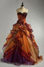 Gorgeous Ombre Spaghetti Straps A-Line Layered Tulle Long Formal Prom Dresses Formal Evening Gowns