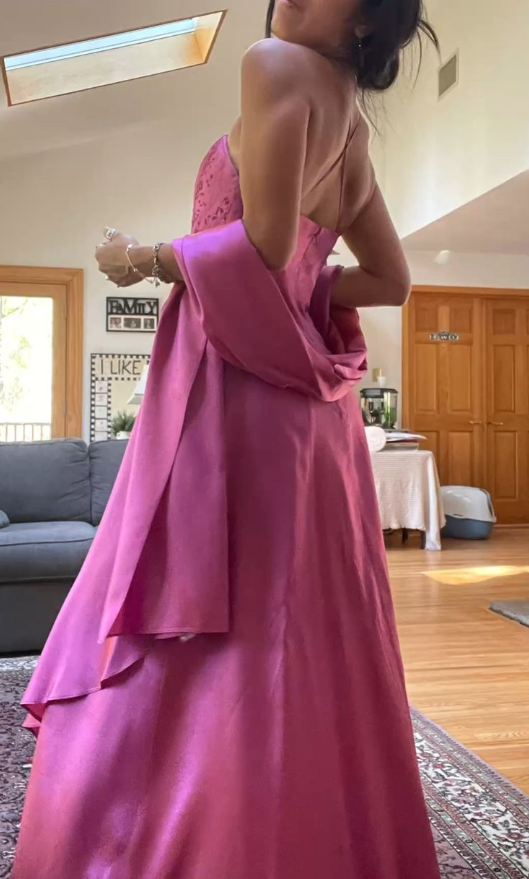 Gorgeous Pink A Line Beaded Formal Prom Dresses Long Formal Evening Gown