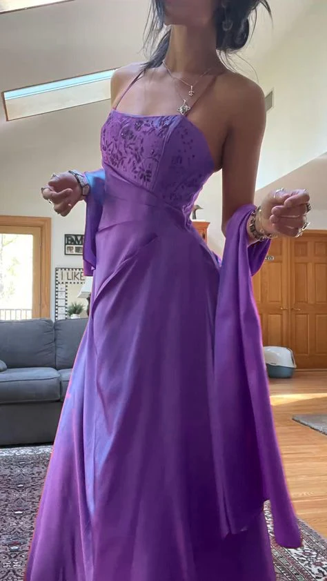 Gorgeous Pink A Line Beaded Formal Prom Dresses Long Formal Evening Gown