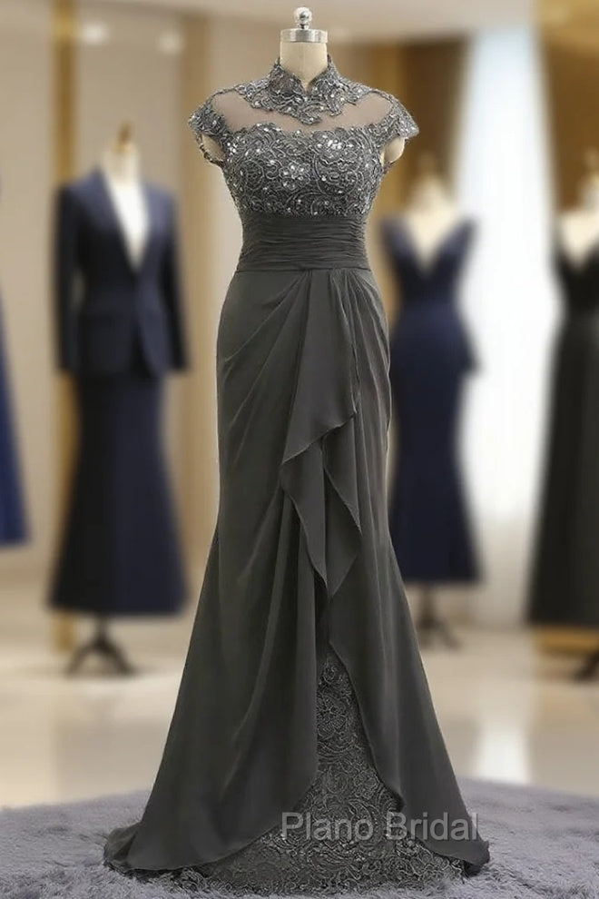 Gorgeous Plus Size Gray Mother Of The Bride Dresses Mermaid Cap Sleeves Main image