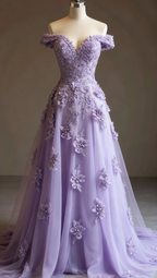 Gorgeous Red A-Line Off-The-Shoulder Tulle Beaded Long Formal Prom Dresses Formal Applique Formal Evening Dresses