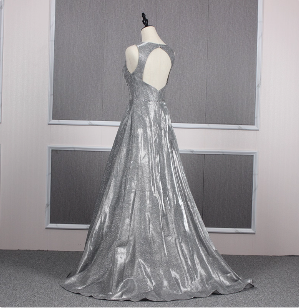 Gorgeous Royal Blue A-Line V-Neck Backless Satin Train Formal Prom Dresses