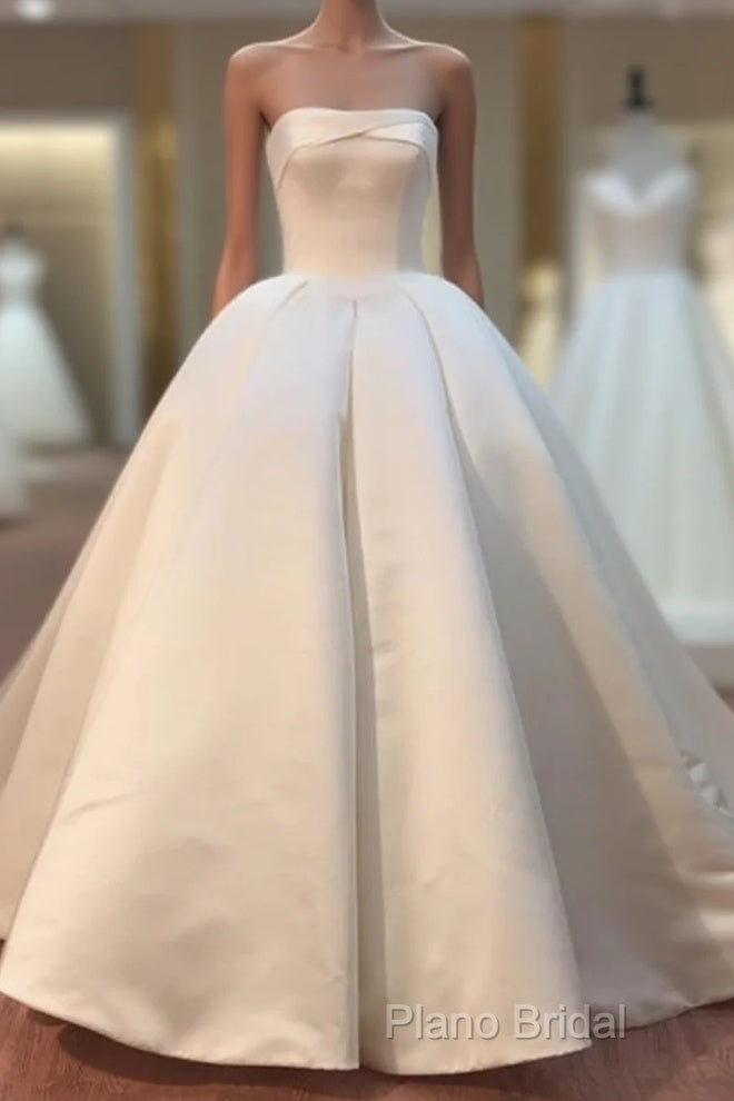 Gorgeous Satin Ball Gowns Strapless Wedding Dresses For Bride Main image
