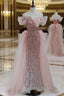 Gorgeous Sheath Off The Shoulder Pink Sequin Long Evening Dresses Formal Prom Dresses Birthday Outfits