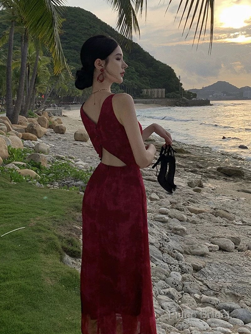 Gorgeous Sheath Spaghetti Straps Burgundy Evening Dress Prom Dresses Birthday Outfits Secondary image