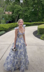 Elegant Floral Print Chiffon Long Formal Prom Dresses Formal Evening Dresses