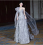Gorgeous Silver Gray A-Line Strapless Sequined Train Formal Prom Dresses