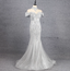 Gorgeous Silver Mermaid Off-The-Shoulder Beaded Sparkly Tulle Train Formal Prom Dresses