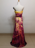 Gorgeous Strapless A-Line Printed Chiffon Long Formal Prom Dresses