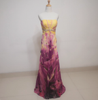 Gorgeous Strapless A-Line Printed Chiffon Long Formal Prom Dresses