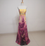 Gorgeous Strapless A-Line Printed Chiffon Long Formal Prom Dresses