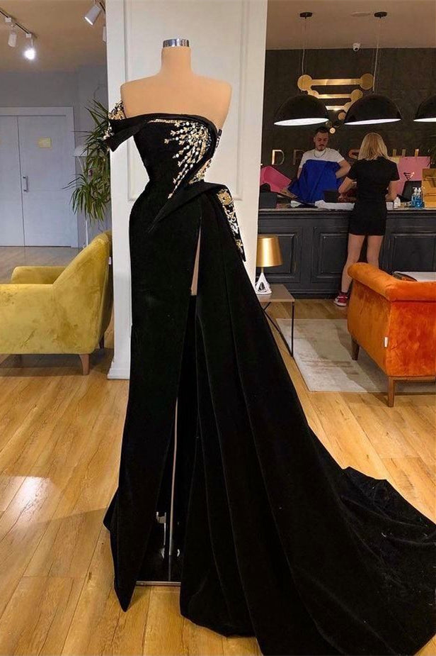Gorgeous Strapless Split Front A-Line Prom Dress With Beading Main image