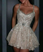 Gorgeous Tulle Beaded A Line Cocktail Dresses Champagne Short Homecoming Dresses