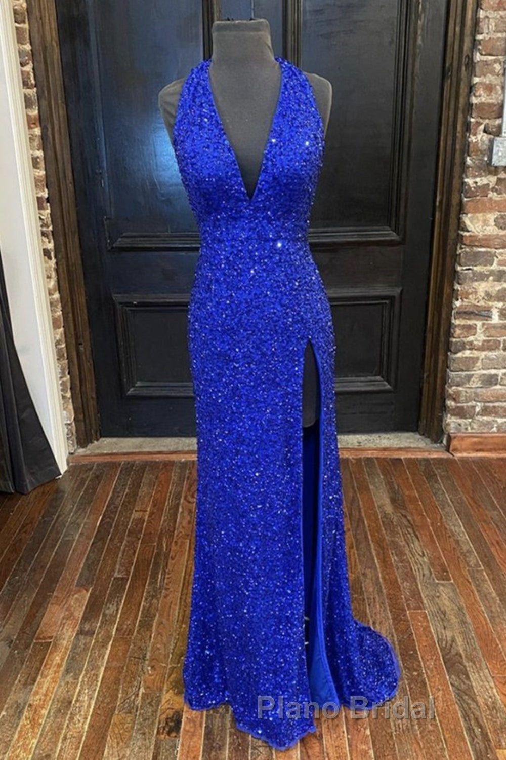 Gorgeous V Neck Mermaid Blue Sequins Long Formal Prom Dress, Mermaid Blue Formal Dress, Blue Evening Dress