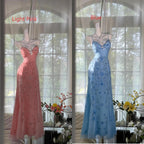 Gorgeous Butter Yellow Spaghetti Straps A-Line Tulle Beaded Long Formal Prom Dresses Backless Formal Evening Gowns