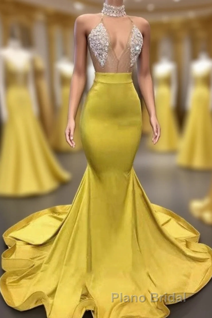 Gorgeous Deep V Neck Mermaid Formal Prom Dresses, Long Evening Dresses Main image