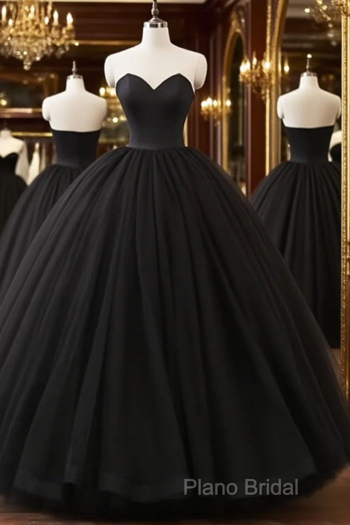 Gothic Black Strapless Quinceanera Dresses Ball Gown