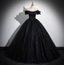 Gothic Court Black Off-The-Shoulder Shimmer Tulle Ball Gown Prom Dresses Sweet 16 Dresses
