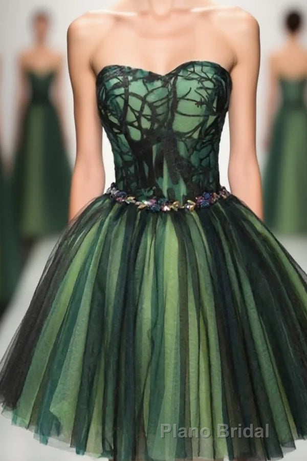 Stylish Tulle Lace Short Formal Prom Dresses, Cute Evening Dresses Main image